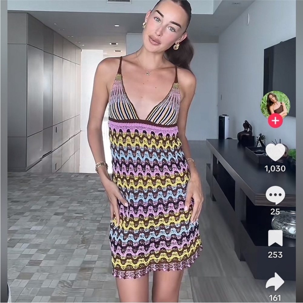 ZARA CROCHET KNIT MINI DRESS